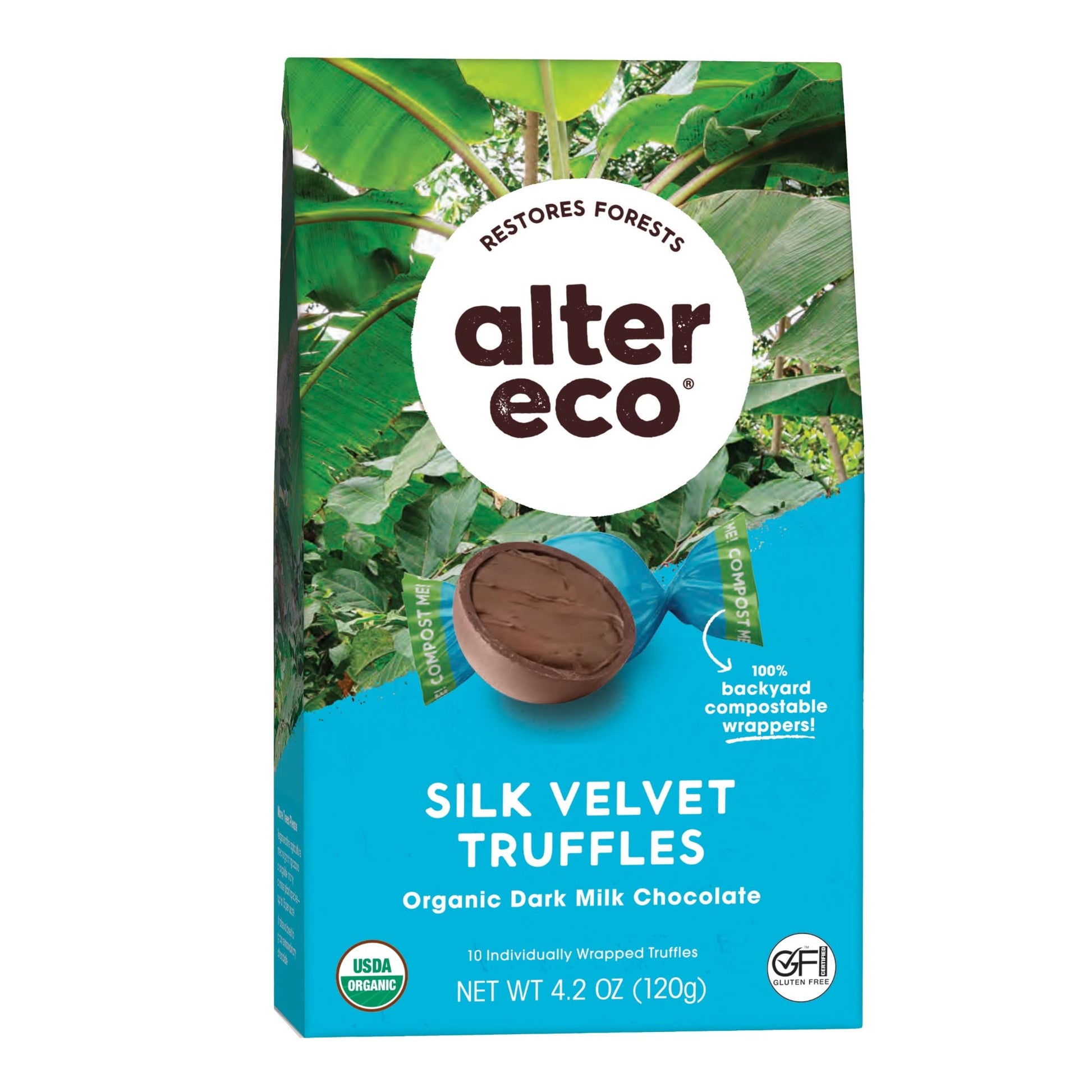 Alter Eco | Silk Velvet Truffles | 39% Pure Dark Cocoa, Fair Trade, Organic, Non-GMO, Gluten Free Dark Chocolate Truffles (10 Co