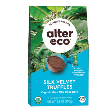 Alter Eco | Silk Velvet Truffles | 39% Pure Dark Cocoa, Fair Trade, Organic, Non-GMO, Gluten Free Dark Chocolate Truffles (10 Co