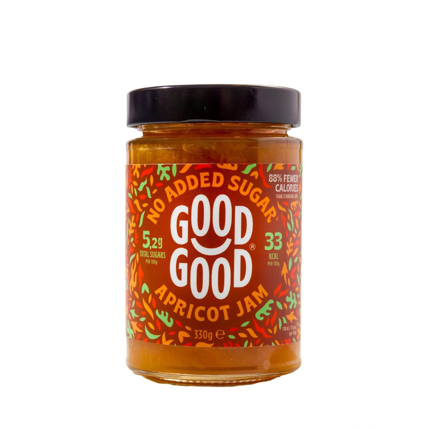 GOOD GOOD Apricot Jam - No Added Sugar - Low Calorie - Gluten Free and Vegan - Diabetic and Keto Friendly - 12oz / 330g (Pack of