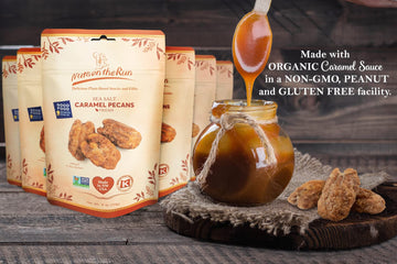 Nuts on the Run Sea Salt Caramel Pecans - Vegan, Gluten-free, Kosher - 4oz (Pack of 6 Bags)