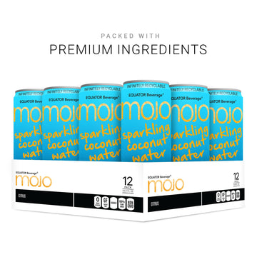 MOJO Sparkling Coconut Water + Citrus | Hydration Drink & Sports Drink | Electrolytes Beverage 1043 mg | Vitamin B & C | Hydrati