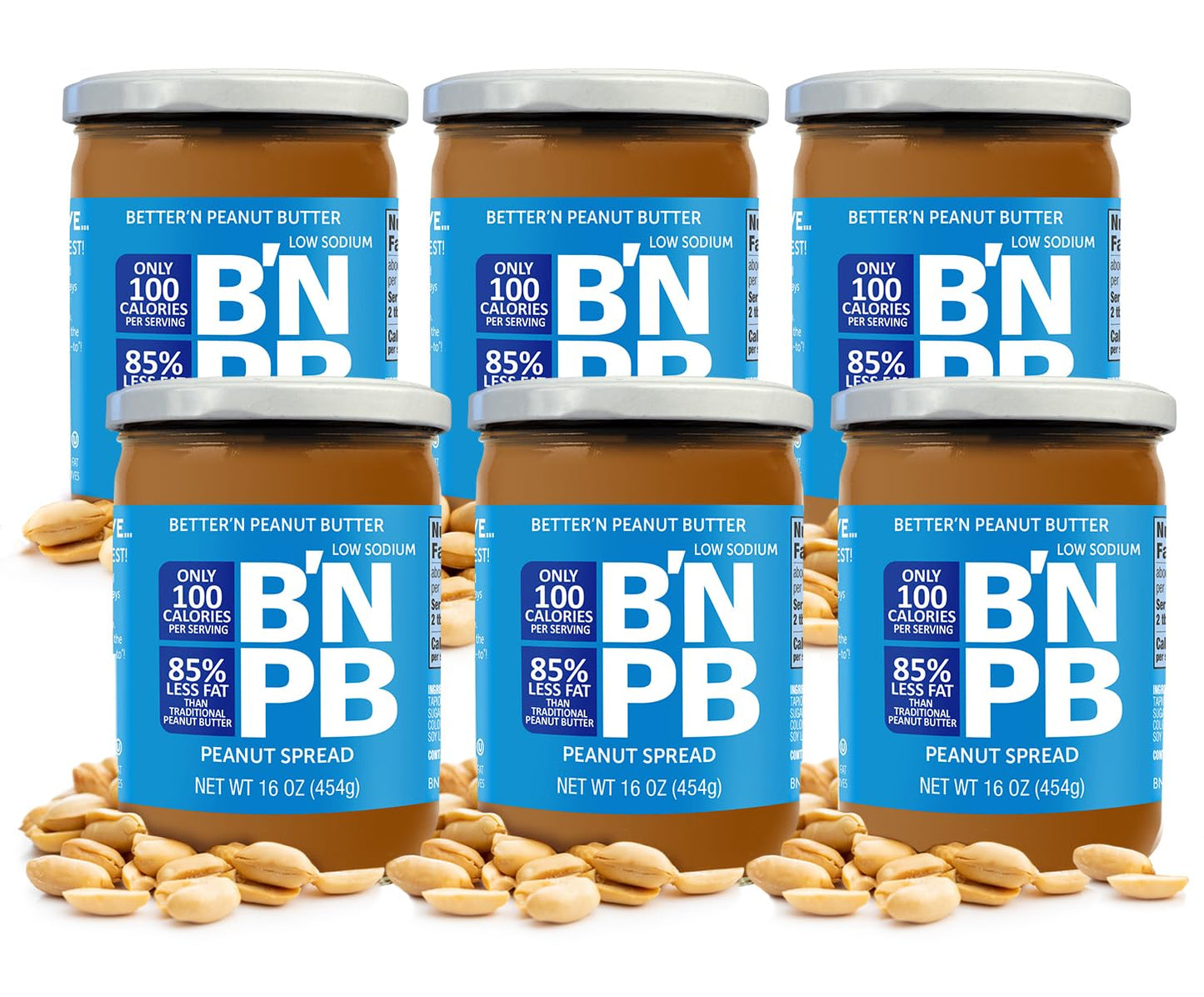 Bettern Peanut Butter 6 Pack Variation (1 Pound (Pack of 6), Peanut Butter (Low Sodium))