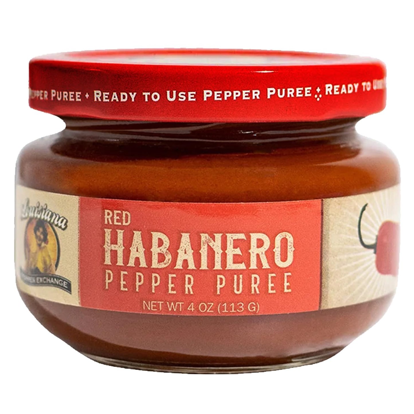 Red Habanero Pepper - Louisiana Pepper Exchange - Fresh Pepper Replacement (Red Habanero Pepper Puree) 1 Jar - Plant-Based, Glut