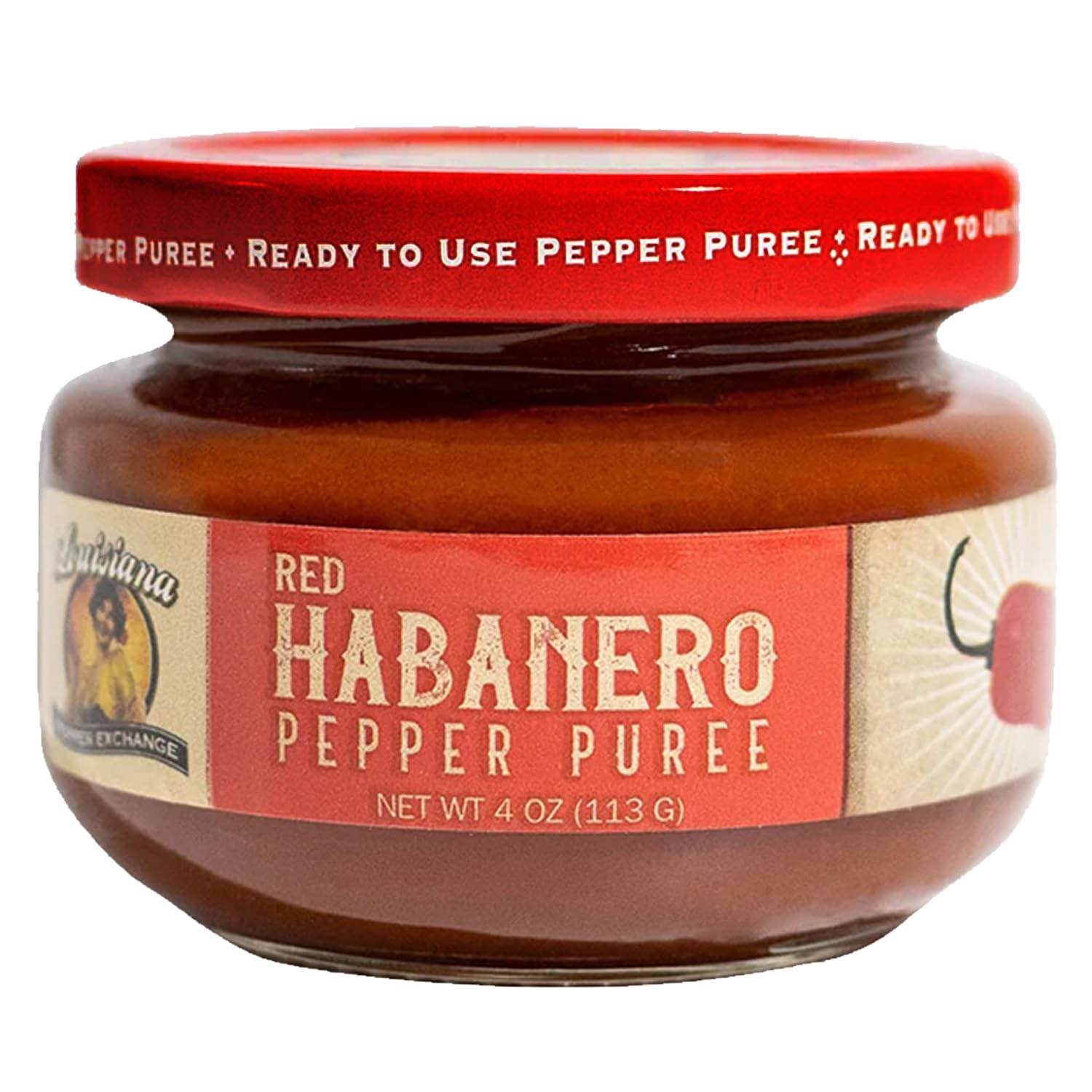Red Habanero Pepper - Louisiana Pepper Exchange - Fresh Pepper Replacement (Red Habanero Pepper Puree) 1 Jar - Plant-Based, Glut