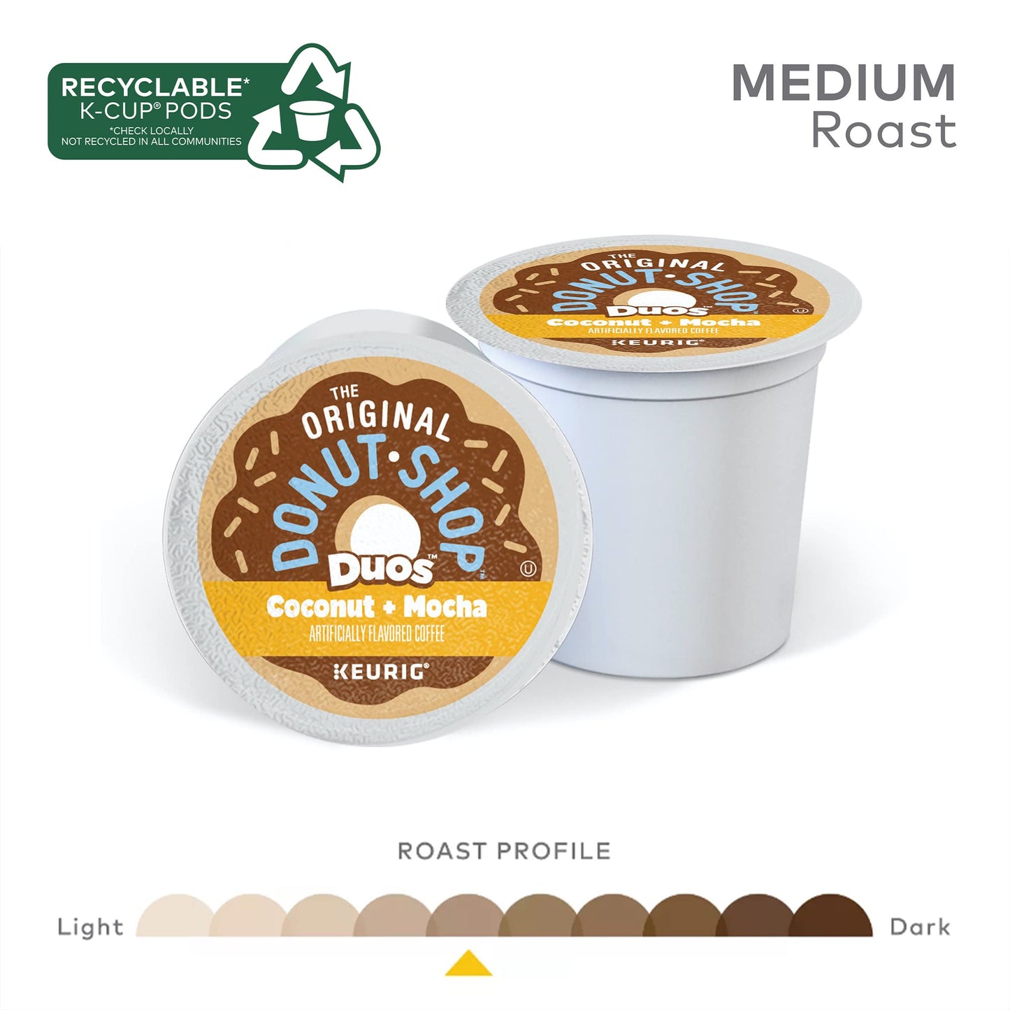 The Original Donut Shop Duos Coconut + Mocha Keurig Single-Serve K-Cup Pods, Medium Roast Coffee, 72 Count