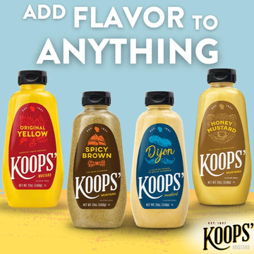 Koops' Classic Mustard Variety Pack - Original Yellow, Spicy Brown, Dijon, & Honey Mustard - Gluten-Free, Kosher, Made In Usa, F