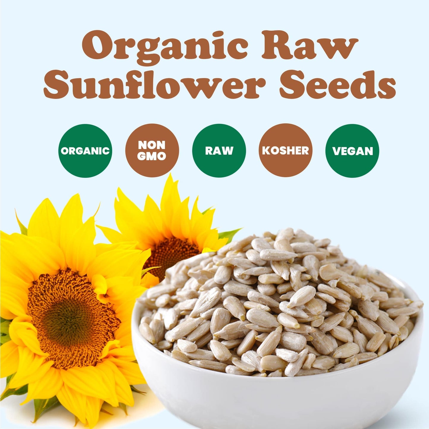 Food To Live Organic Sunflower Seeds, 5 Pounds Hulled, Raw, Non-Gmo, Dried Kernels, Unsalted, Kosher, Vegan, Keto, Paleo, Sirtfood, Bulk, Good Source Of Protein