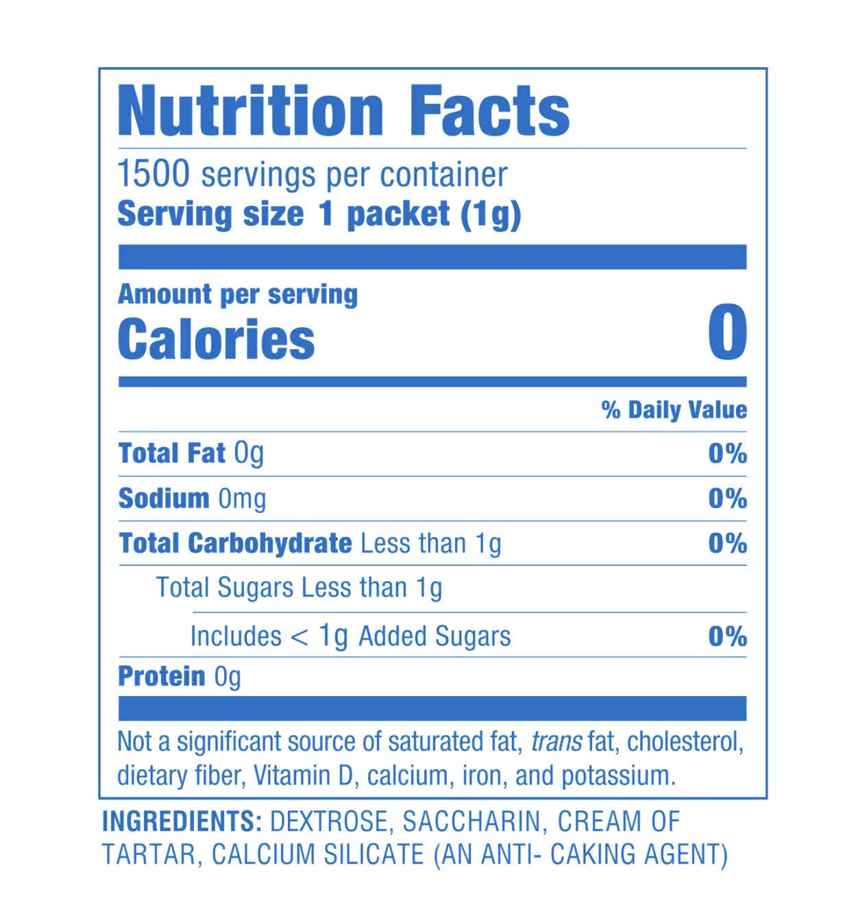 SweetN Low Zero Calorie Sweetener Pack - 1500 Packets, 53 Ounce, Model TS0417-A700ML-M1772
