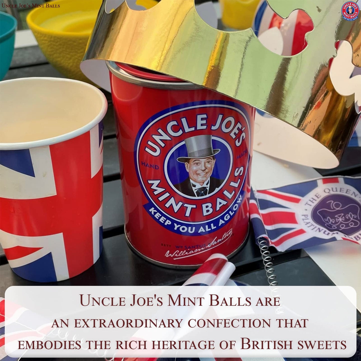 Uncle Joes Mint Balls Tin - Vegan, Gluten Free Peppermint Hard Candy - 4.23 Oz (Pack of 3) - Imported UK Breath Mints