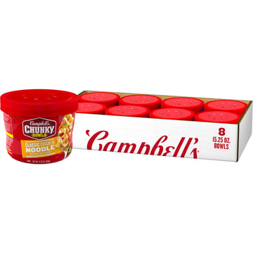 Campbell'S Chunky Soup, Classic Chicken Noodle Soup, 15.25 Oz Microwavable Bowl (Case Of 8)