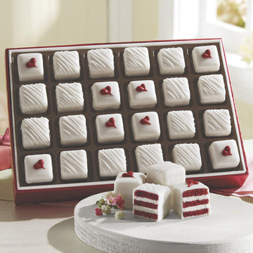 The Swiss Colony Red Velvet Petits Fours: Gift Of 24 (12 Oz. Net Wt.) - Gourmet Dessert, Layer Petit Four Cakes