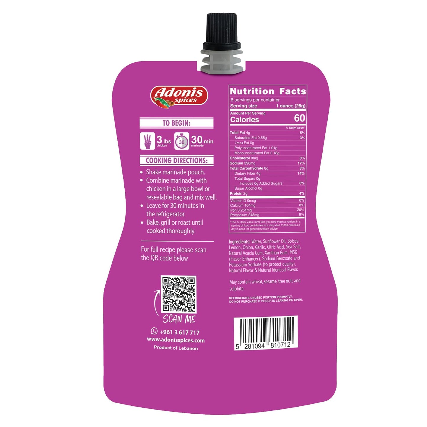 Adonis - Tandoori Chicken Quick Marinade, 6 oz (170g), Ready to Use Liquid Seasoning Marinade