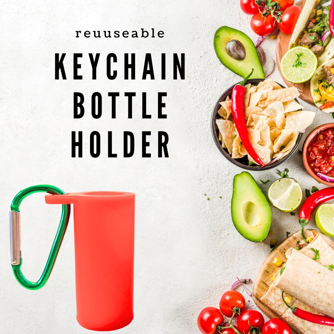 Portable 0.35Oz Taj N Seasoning Bottle | On-The-Go Chili-Lime Flavor Enhancer Silicone Keychain Holder With Carabiner | Mini Tr