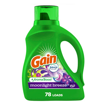 Gain + Aroma Boost Liquid Laundry Detergent, Moonlight Breeze Scent, 78 Loads, 113 Fl Oz, He Compatible