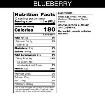 Rxbar Protein Bars, Protein Snack, Snack Bars, Blueberry, 22Oz Box (12 Bars)