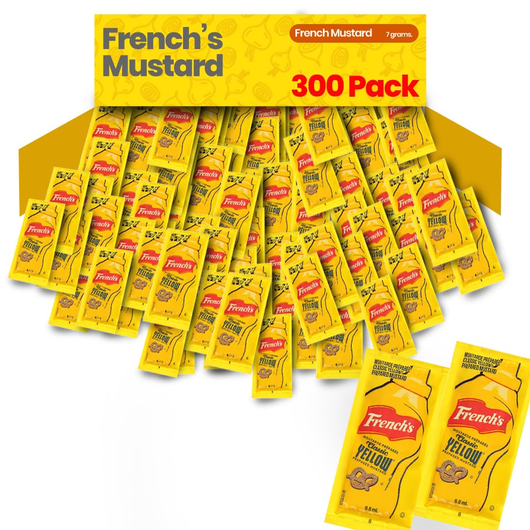 Yellow Mustard - 7Gm (Multiple Pack) | Condiment Packets | (150 | 200 | 300 | 400 | 1000) Pack (300 Pack 300 Count)