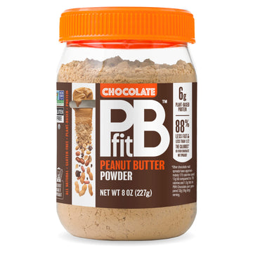Pbfit 8 Ounce Peanut Butter Powder Chocolate Flavor, Cocoa Powdered Peanut Butter Spread From Real Roasted Peanuts And Cocoa, 6G Of Protein 7% Dv, Gluten-Free, 70 Calories, 88% Less Fat (Pack Of 1)