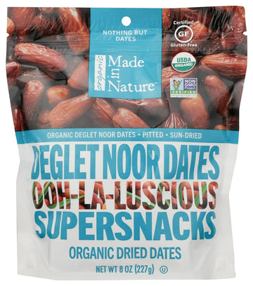 Made In Nature Organic Dried Dates Deglet Noor Org Non-gMO Unsulfured Vegan Snack 8 Ounce (Pack of 2)
