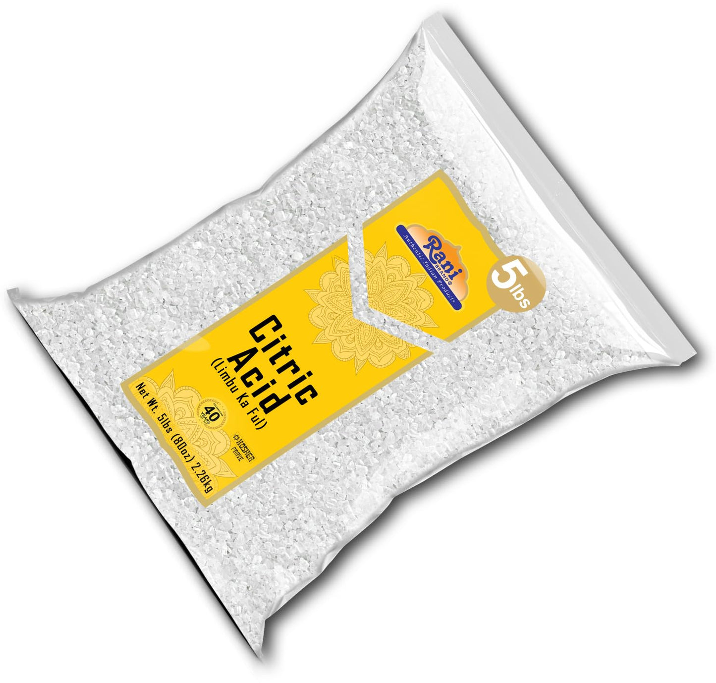 Rani Citric Acid Powder, Food Grade, 5 lbs (80 oz), Gluten Friendly, Kosher, Indian Origin