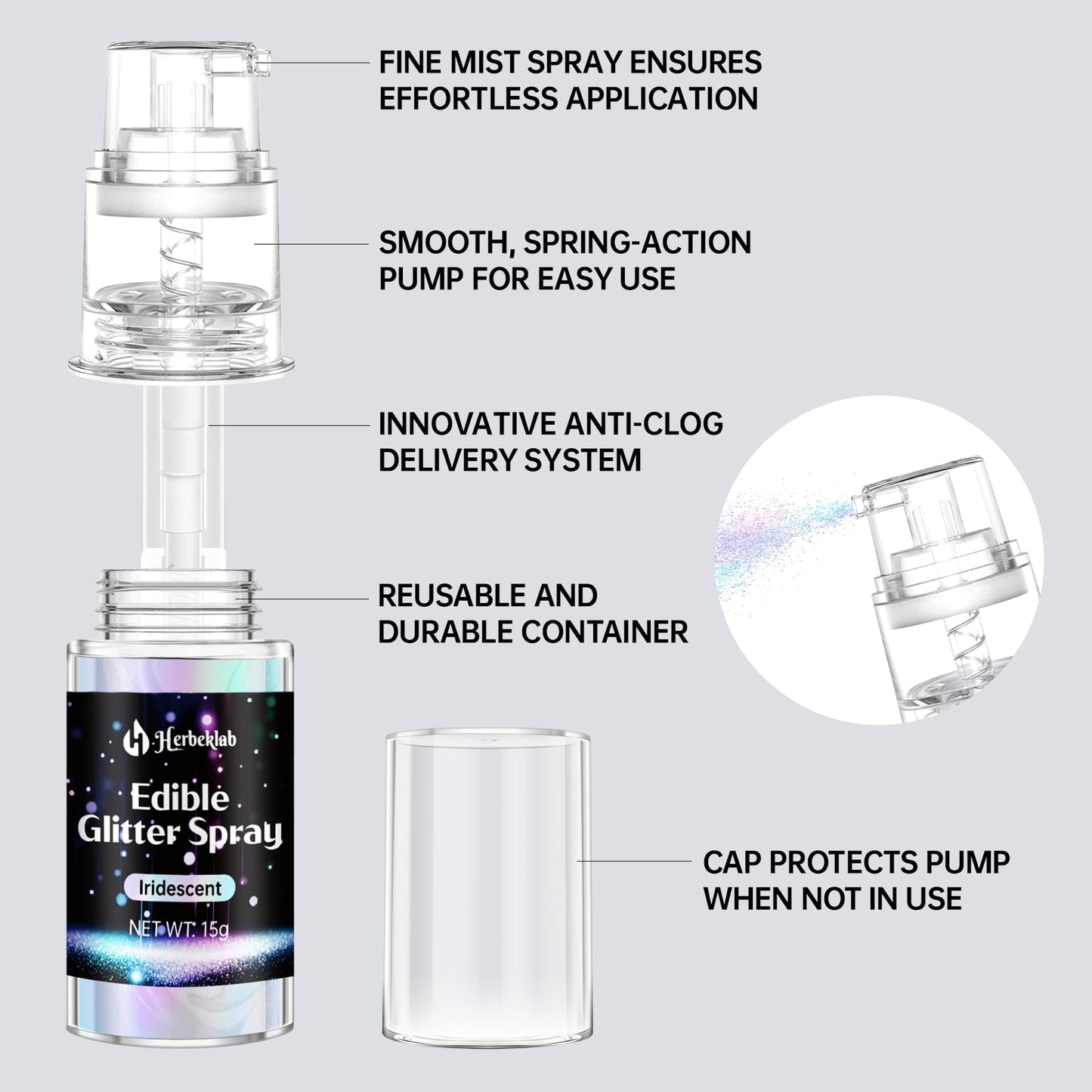 Iridescent Edible Glitter Spray - 15G Edible Iridescent Glitter For Cakes Food Grade Rainbow Cake Sprinkles For Chocolate Strawb