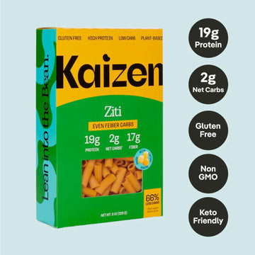 Kaizen Keto Pasta Ziti - 2 Net Carbs, 19G Protein - Gluten-Free, Keto Pasta Made With High Fiber Lupini Flour - 8 Ounces (Pack O