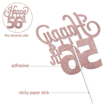Lingteer Happy 56Th Birthday Cake Topper - Cheers To 56Th Birthday 56 Years Old Birthday Party Cake Decorations Sign.