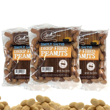 Jerky.Com Deep Fried Peanuts Salted 3 Pack - Salted Peanuts In Shell Bulk - Inshell Peanuts Salted & Roasted For Human - Usa Gro