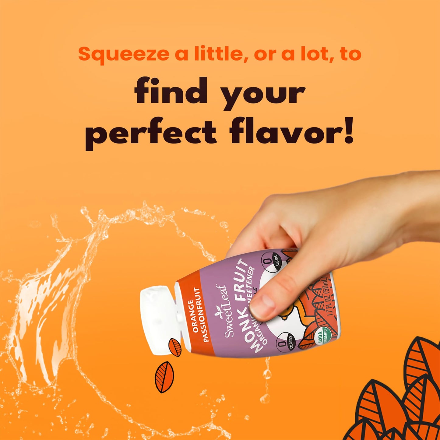 Sweetleaf Orange Passionfruit Liquid Monk Fruit - Monk Fruit Liquid Sweetener Drops, Organic Monk Fruit Extract, Zero Calorie Sw