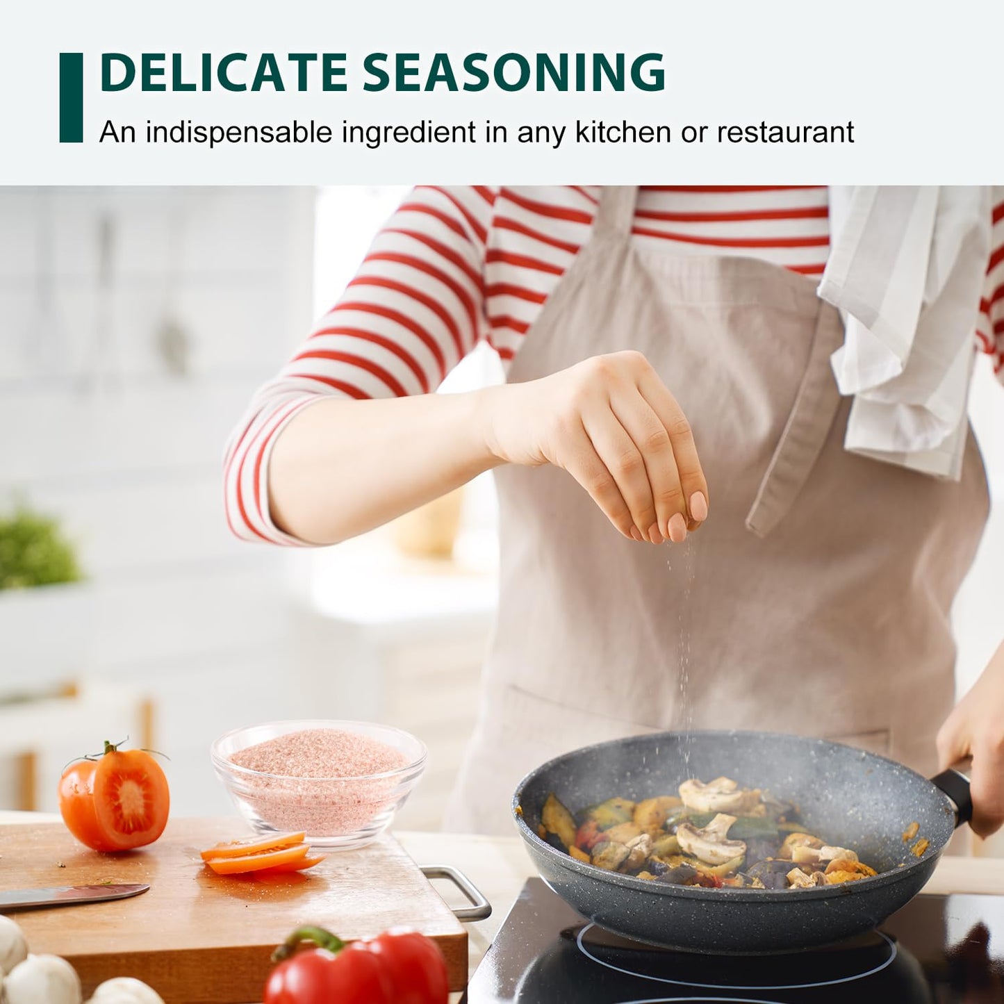 Soeos Himalayan Pink Salt, Fine Grain, 2 Lbs (32 oz), Non-GMO, Pink Himalayan Sea Salt, Kosher Salt, Rock Salt for Grinder Refil