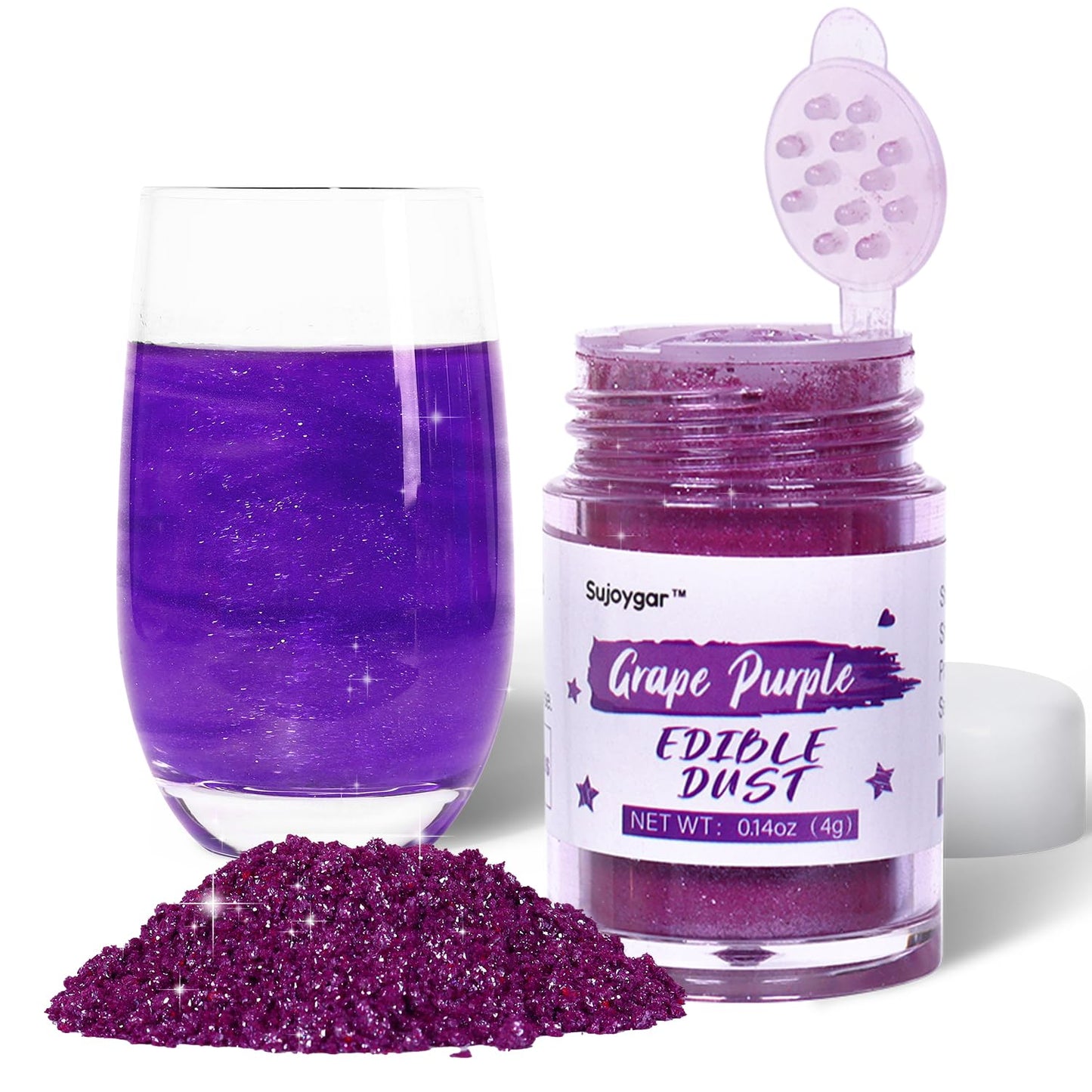 Dark Purple Edible Glitter For Mixed Flavors Sujoygar 4G Food Grade Luster Dust Edible Glitter Shimmer Powder For Drink Cake Chocolate Beverage-Inspired Flavor Blend Cupcake Baking
