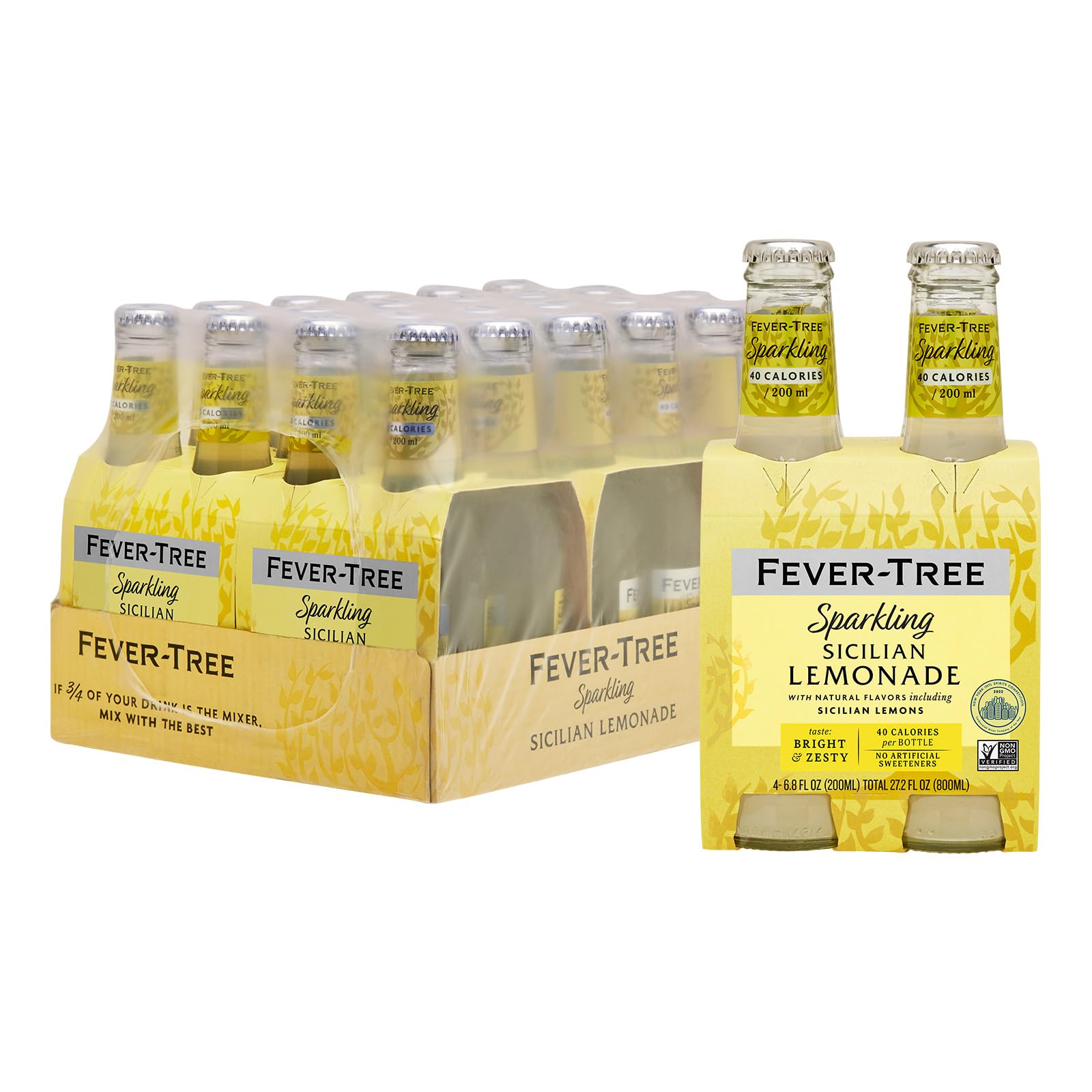 Fever Tree Sparkling Sicilian - Premium Quality Mixer - Refreshing Beverage For Cocktails & Mocktails. Naturally Sourced Ingredients, No Artificial Sweeteners Or Colors - 200 Ml Bottles - Pack Of 24