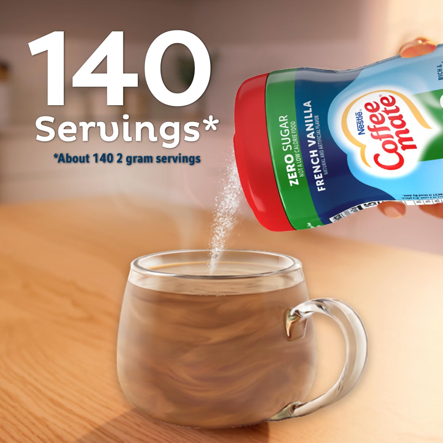 Coffee-Mate French Vanilla Zero Sugar Powder Coffee Creamer 10.2 Oz. Canister (Pack Of 2)