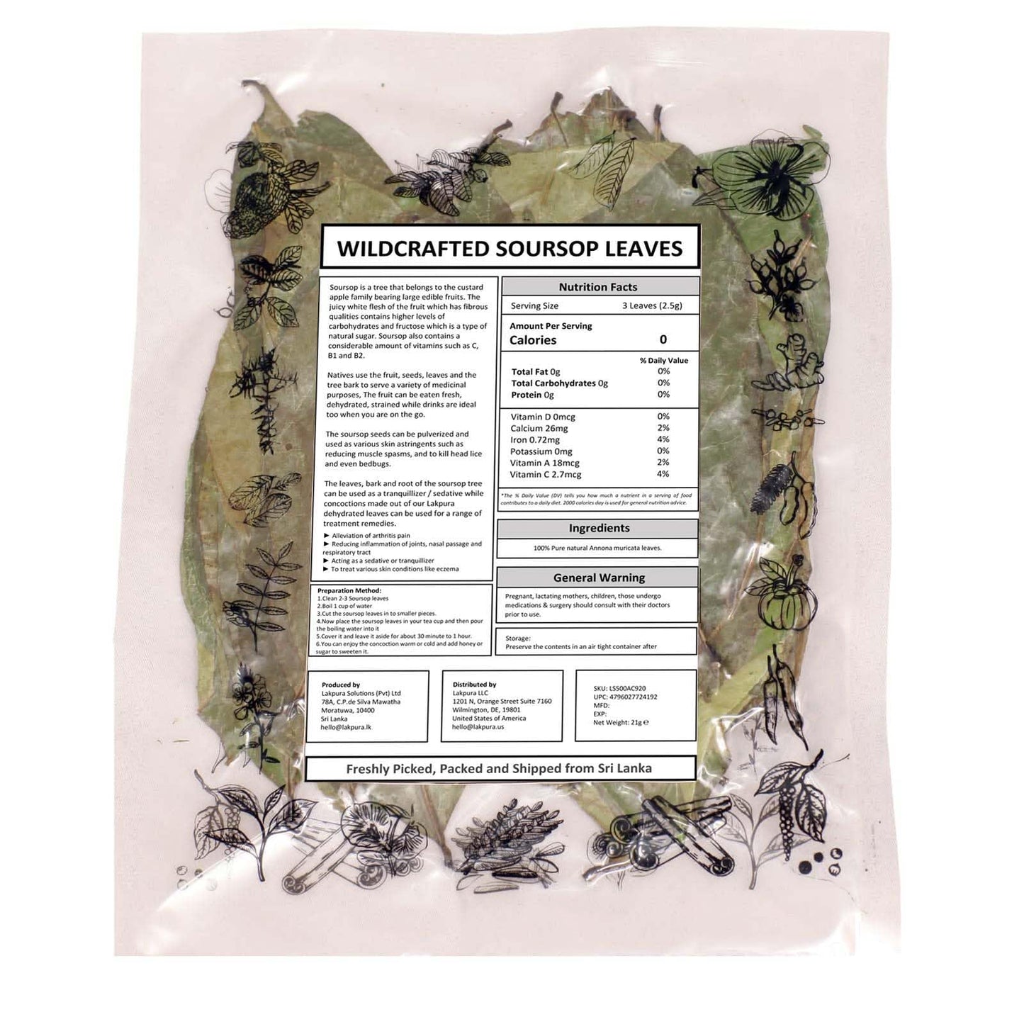 club mexicano Soursop Leaves for Tea, 0.74 Ounce (21g) - Whole Graviola Hoja Guanabana