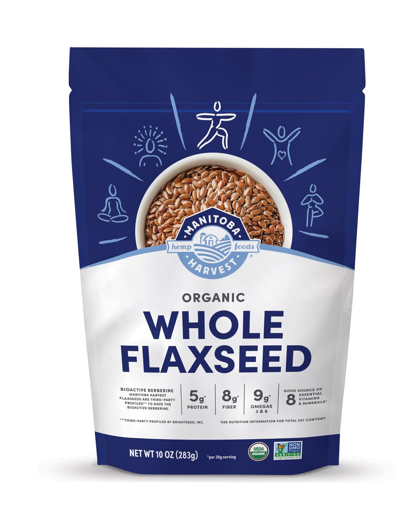 Manitoba Harvest Whole Organic Flaxseed, 5g Plant Based Protein and 9g Omegas 3 & 6 per 30g Serving - Perfect for Smoothies, Yog
