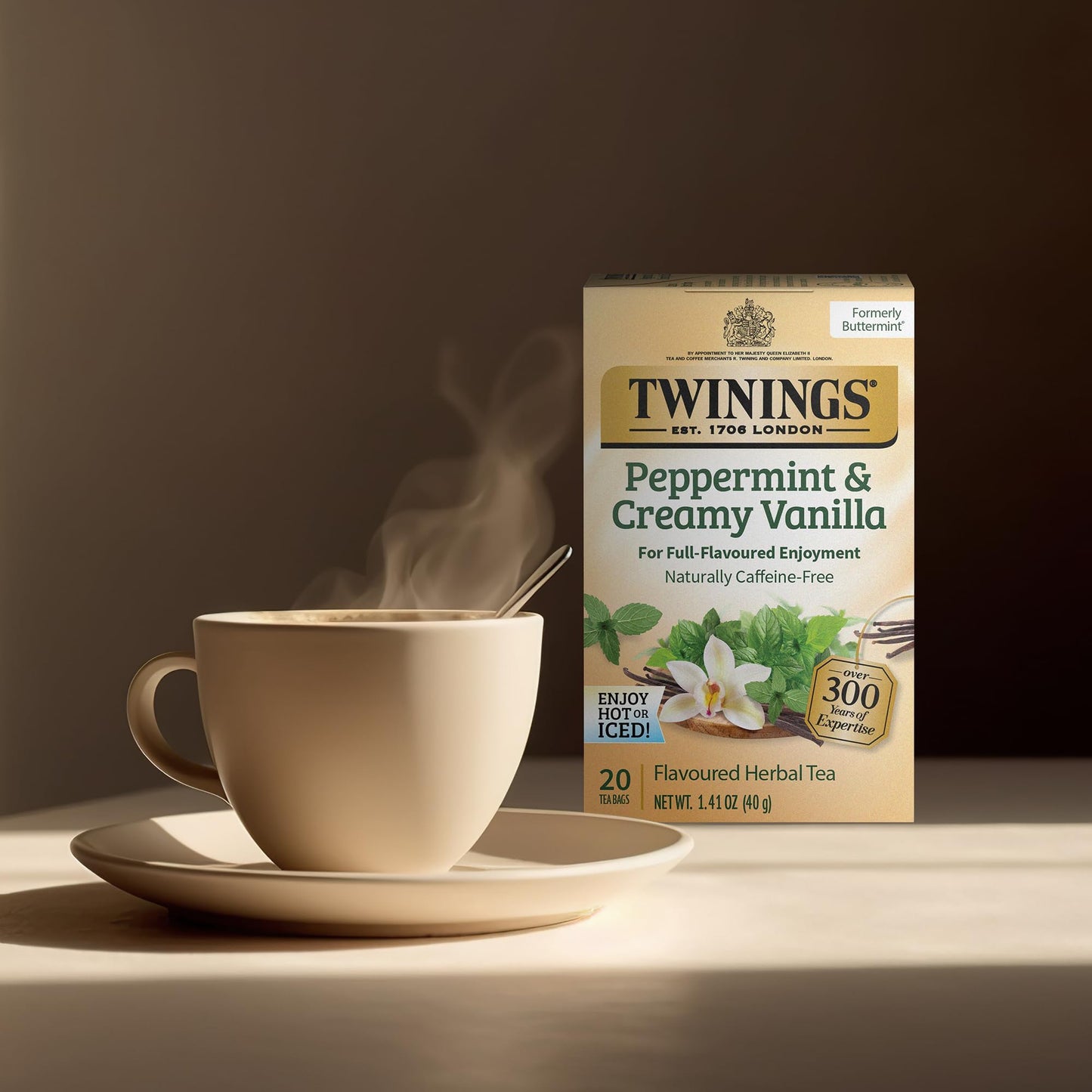 Twinings Peppermint & Creamy Vanilla Herbal Tea, Naturally Caffeine-Free, 20 Count (Pack of 2)