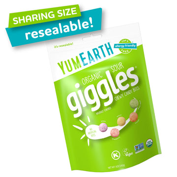 YumEarth Organic Sour Giggles Chewy Candy - Allergy Friendly, Vegan, Gluten Free - 5 Ounce Bag - Orange