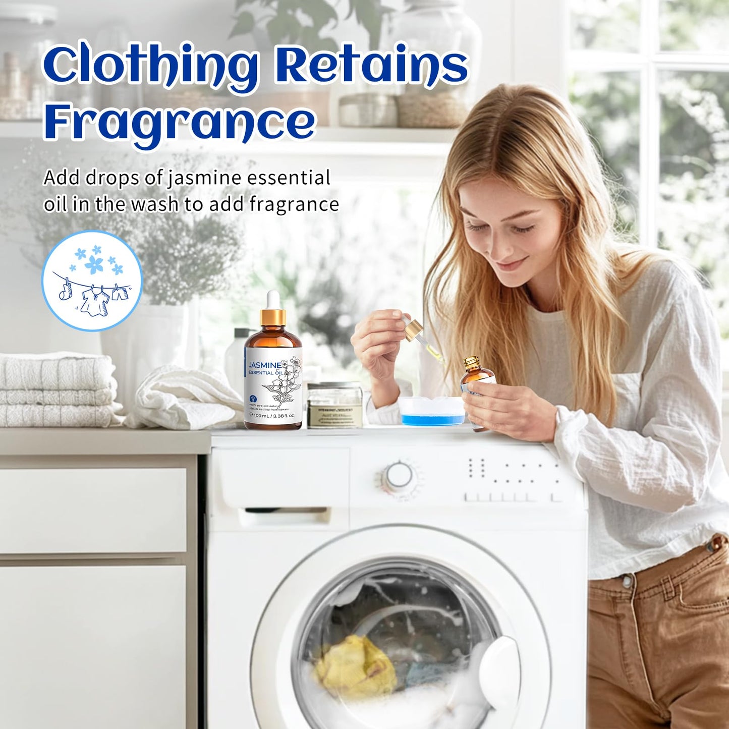 Hiqili Jasmine Essential Oil, Premium Quality Pure & Natural, For Diffuser, Sleeping, Massage, Skin Care, Perfume, Shampoo, Arom