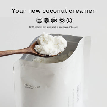 Mud Wtr Plant-Based Powder :Creamer(30 Servings) For Mud Wtr Or Coffee, Non-Dairy Made From Mct Oil, Organic, Kosher, Non-Gmo, G