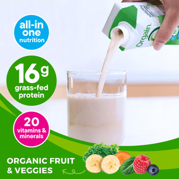Orgain Organic Nutritional Protein Shake - 16g Grass Fed Whey Protein, 20 Vitamins & Minerals, 11 Fl Oz, Vanilla Bean, Pack of 12