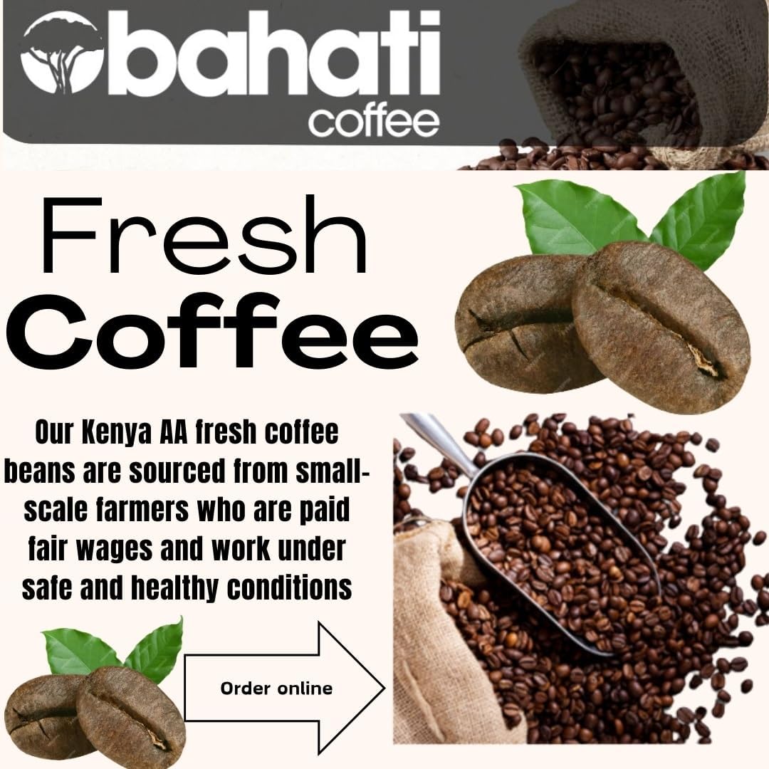 Kenya Aa Grade Roasted Arabica Coffee Beans From Great Rift Valley - 100% Pure Arabica Coffee Roasted Beans (Dark Roast Ground C