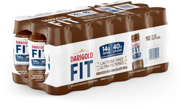 DARIGOLD FIT - Ultra-Filtered, Low Fat, Lactose Free Chocolate Milk - 14g Protein, 40% Less Sugar - 8oz Bottles, 18 Pack