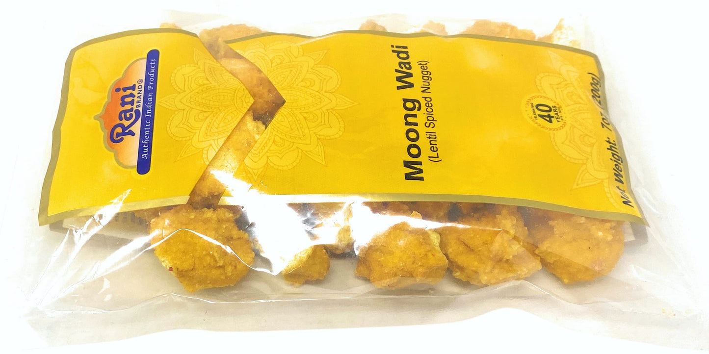 Rani Moong Wadi (Vadi), Lentil Spiced Nugget / Chunks 7Oz (200G) ~ High Protein, All Natural | Vegan | No Colors | Indian Origin