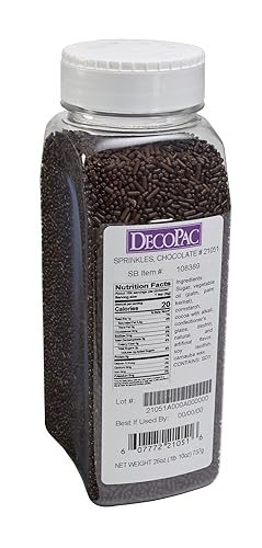 Decopac Chocolate Brown Sprinkles | Extra Large 26Oz Pack | Cake Sprinkle Mix, Fancy Sprinkles For Cake Decorating, Handheld Container, Candy Sprinkles, Cake Sprinkles - Brown