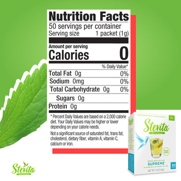 Stevita Stevia with Xylitol Supreme - 50 Packets, Pack of 4 - All-Natural Sweetener, No Calories - Non-GMO, Vegan, Kosher, Keto,