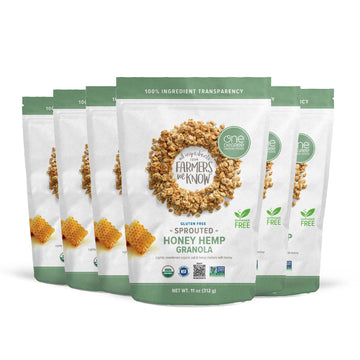 One Degree Organic Foods Sprouted Oat Honey Hemp Gluten Free Granola - USDA Organic (11 oz. - 6 pack)
