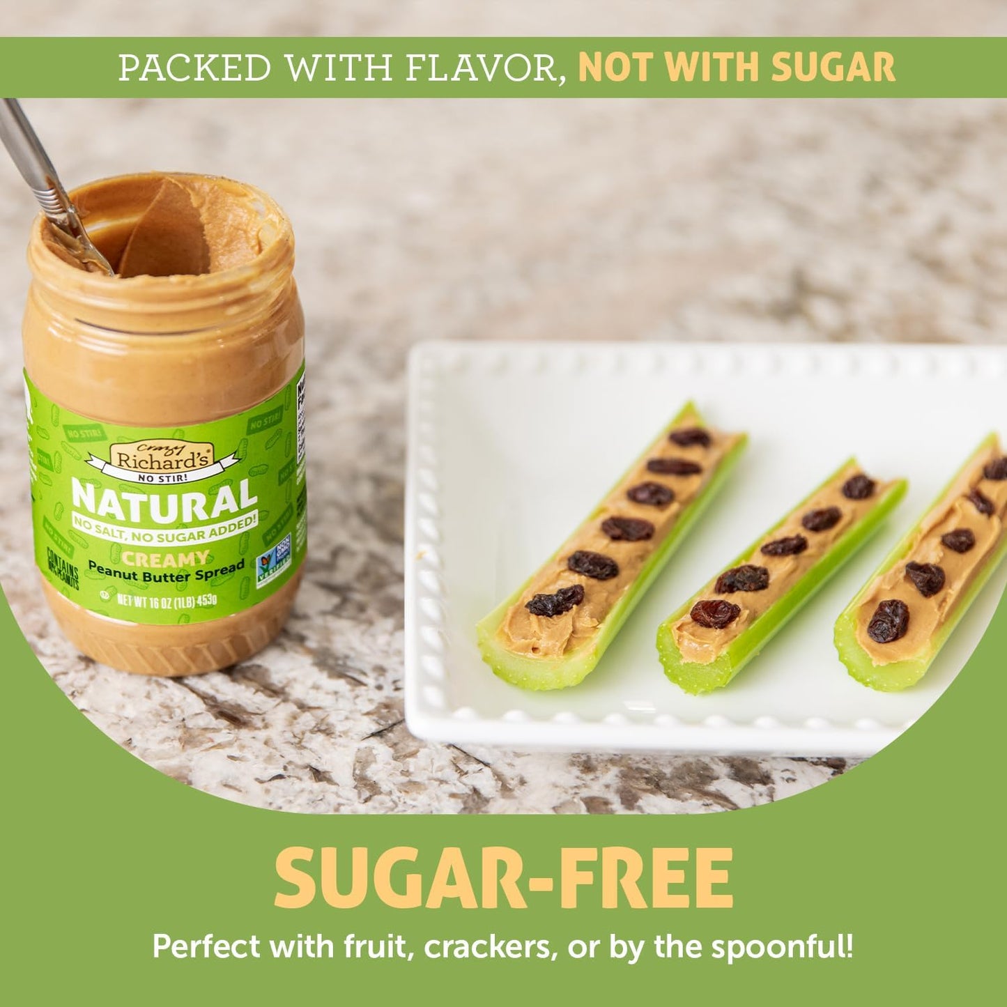 Crazy Richards 100% All-Natural Vegan Creamy Peanut Butter with No Added Sugar and Non-GMO Variety Pack (Original 100% Peanuts