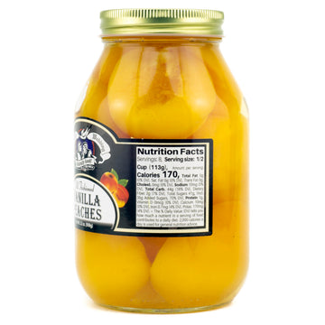 Amish Wedding Vanilla Peach Halves - 32oz Jar of Delicious Fruit Preserves