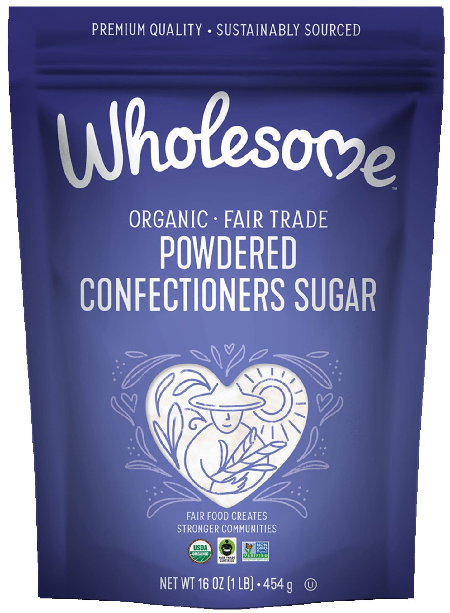 Wholesome Sweeteners 16-Ounce Organic Powdered Confectioners Sugar, Fair Trade, Non GMO, Gluten Free & Vegan, 6 Pack