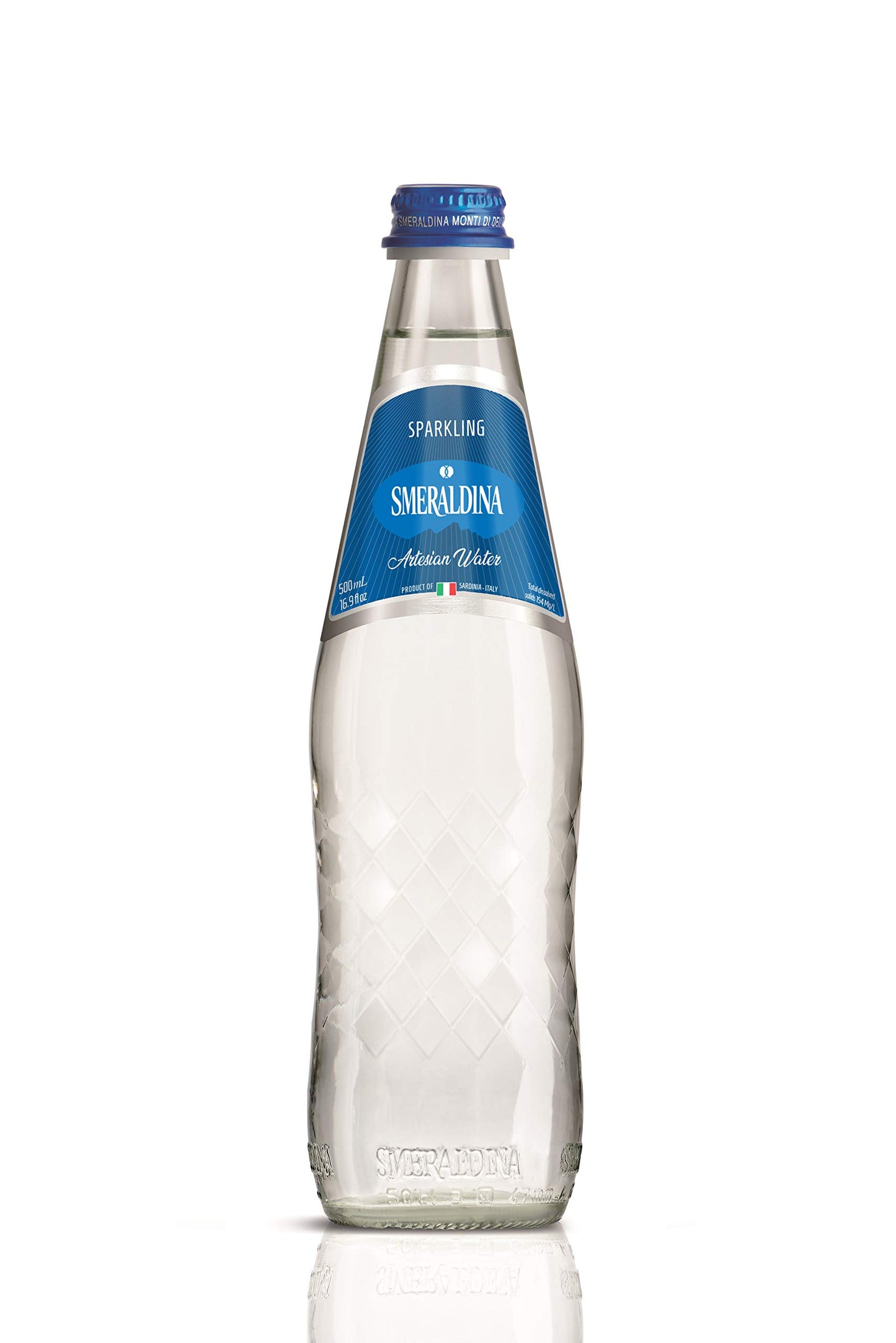 Smeraldina Sparkling Artesian Water - 500 mL, 20 Glass Bottles, 16.9 Fl Oz (Pack of 20)
