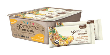 Gomacro Macrobar Organic Vegan Protein Bars Banana + Almond Butter 1.9 Ounce Bars (Pack Of 12)
